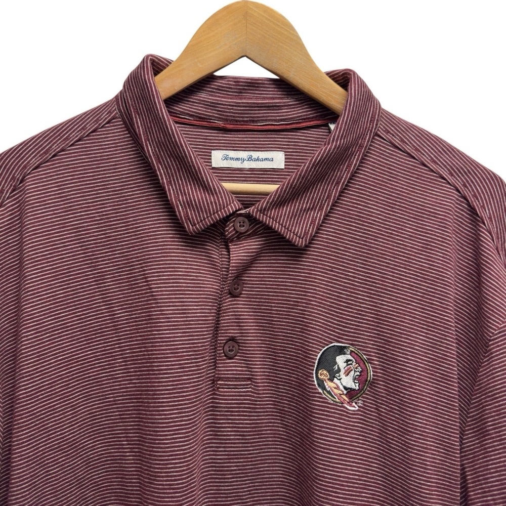Tommy Bahama x FSU Florida State Seminoles Mens Sz XXXL Garnet Striped Golf Polo